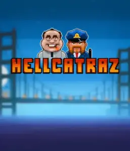 Enter the thrilling world of Hellcatraz slot by Relax Gaming, featuring a quirky prisoner and a guard with the infamous Alcatraz prison and San Francisco skyline in the background. This image captures the light-hearted escapade of an Alcatraz-inspired game, great for those who enjoy playful themes, delivering a captivating escape. 